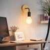 1 Pack/2 Pack Industrial Style, Wood Base Farmhouse Wall Lamp for Living Room, Bedroom, Hallway, Black White