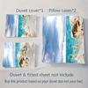 3pcs (1 Quilt Cover + 2 Pillowcases, Core Not Included) Bedding Set with 3D Beach Starfish And Conch Digital Print
