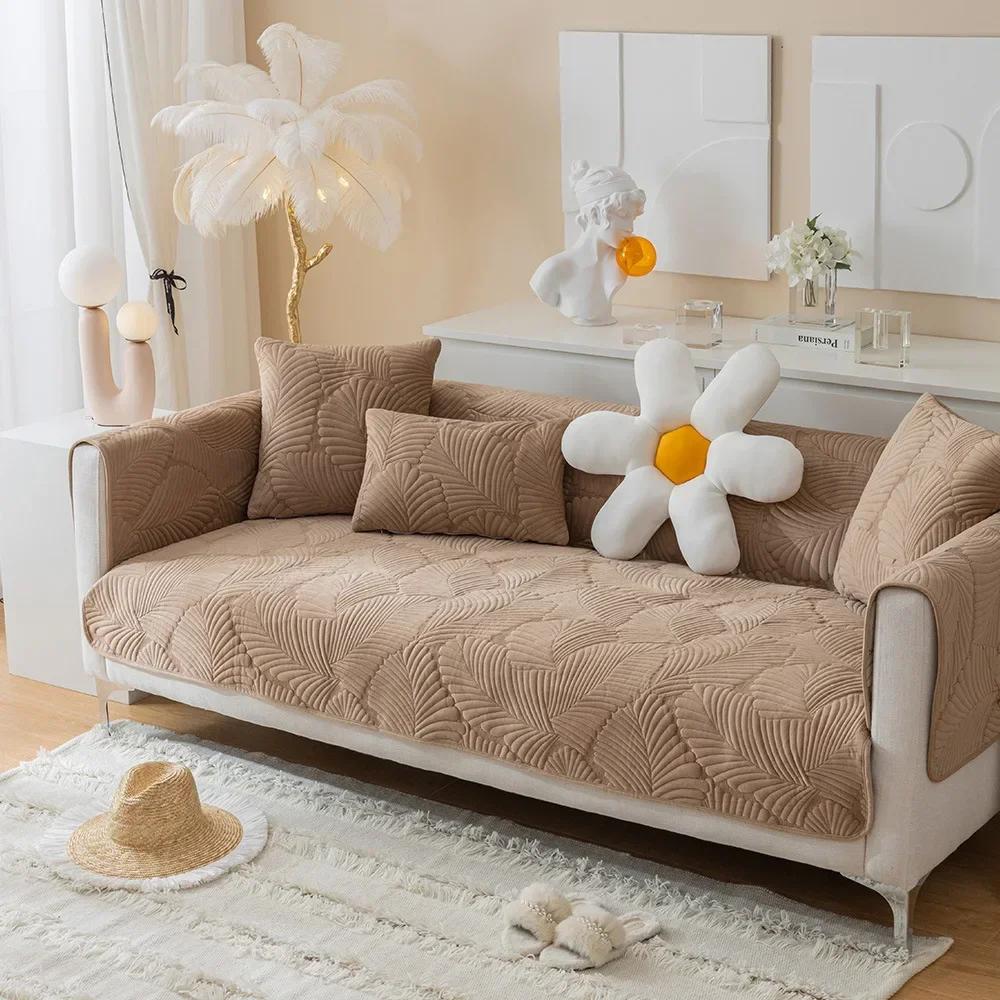 1PC Universal Sofa Covers Towel Chenille Jacquard Living Room Sofa Cushion Mats Non-Slip Couch Cushion Armrest Backrest Cover