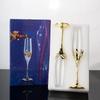 Kreativt Kristallglas med Diamantbägare, Bröllopschampagneglas, Färgbox, Premium Retrobägare, 2-pack