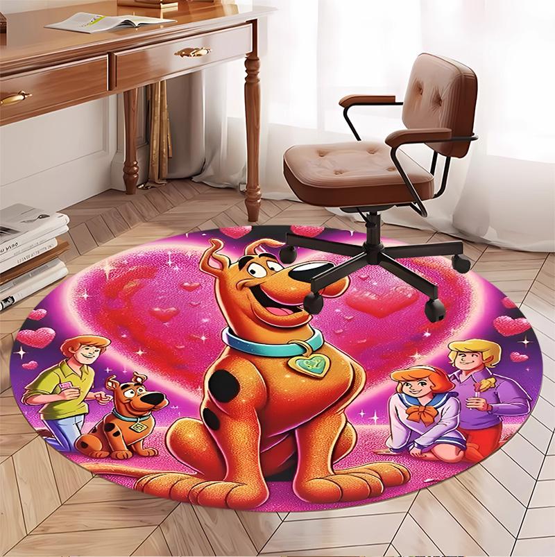 Scooby Pattern Round Rug, Indoor/Outdoor Mat, for Picnic, Gameroom, Bedroom, Office, Living Room, Home Decor Carpet, Birthday Gift