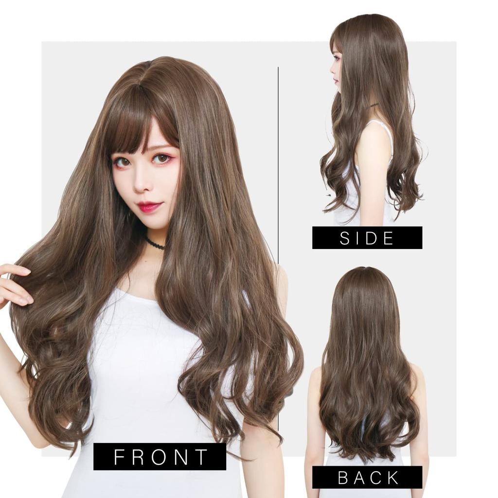 TefuRe Fujitatsu Langwelle Perücke Natürlicher Farbverlauf Große Farbvielfalt Cosplay Perücke Inklusive Netz [TefuRe] C-8256 (Latté)