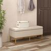 2-in-1 bench with storage trunk, upholstered seat and steel legs, 110 x 44 x 48 cm, beige and gold