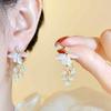 Spray paint flower leaf fringed earrings Mori fashion stud earrings high sense versatile personality earrings women