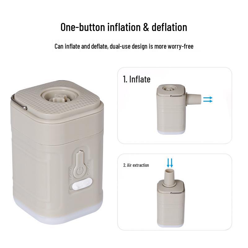 Portable Electric Air Pump with Inflator, Suction, and Lighting for Camping Mattresses and Tents