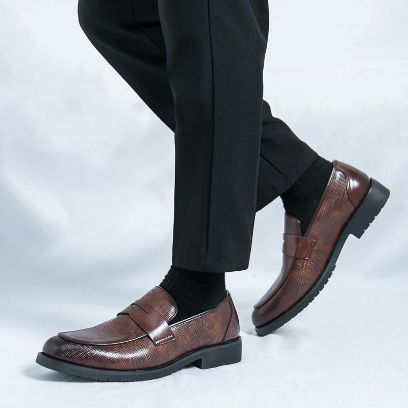 American Retro Men Loafers Slip-on Casual Comfortable Brand Leather Shoes Business Office Gentleman Dress Shoes Men Size 38-48