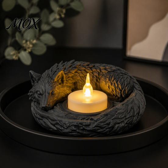 Animal Shaped Candle Holder Wolf Candlestick Holder, Matte 3D Print Stand, Rustic Tealight Candles Ornament for Home Fireplace And Tabletop Dark Style