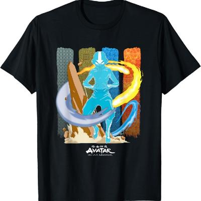 Avatar Der Herr der Elemente Aang Avatar Nationen vereinen Panels T-Shirt