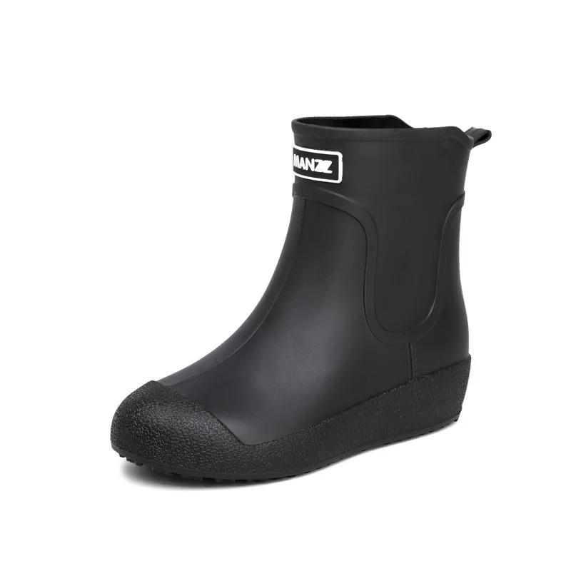 Slip-on Rain Shoes Men Rubber Boots Waterproof Platform Booties 2024 Fashion Outdoor Non-slip Rain Boots Man Working Galoshes
