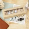 6 Slot PU Leather Watch Box with Keys and Locks Transparent Glass Lid Removable Watch Pillows Organizer Jewelry Display Box
