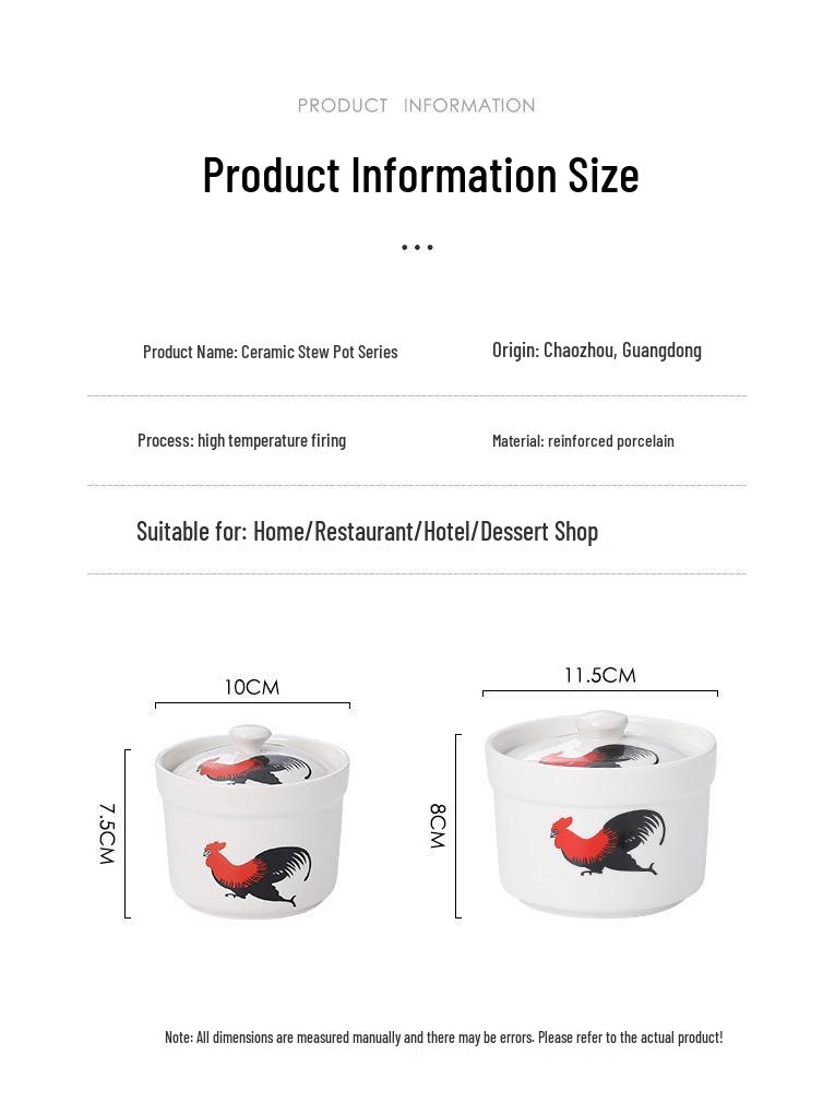 Retro Chinese Ceramic Stew Pot for Single Servings - Ideal for Soup, Dessert, and Bird's Nest Stews