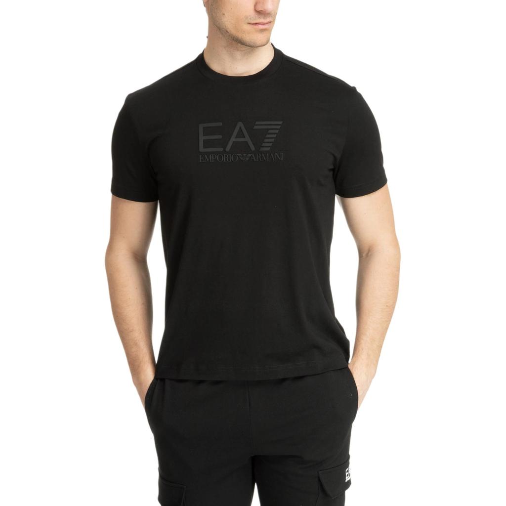 Emporio Armani EA7 Short Sleeve Crew Neck Solid Color Simple T-Shirt Regular Fit Men Tops Black 7M000224-AF10375-UC001