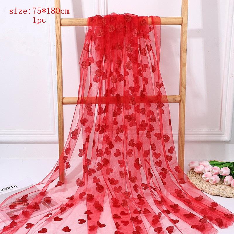 

Heart Shaped Red Mesh Tablecloth Romantic Party Banquet Table Decoration Durable Cover for Wedding Events Setting