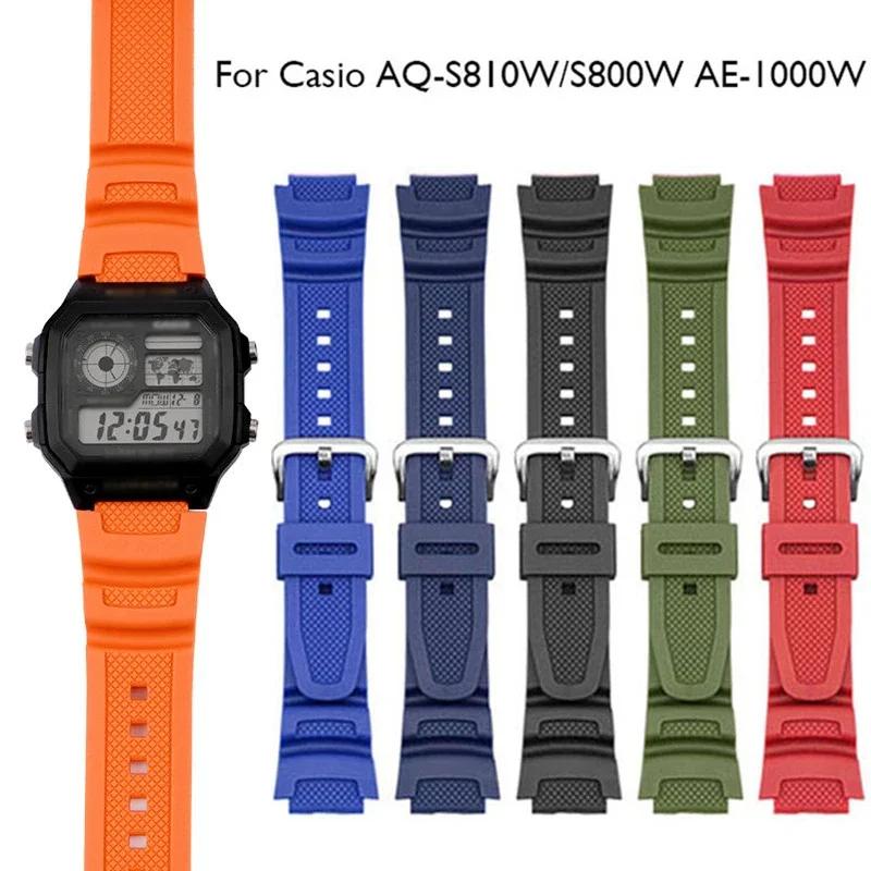 Silikon-Gummi-Uhrenarmband 18 mm für CASIO AE1200 / 1300 / 1000 W-219 Ersatz-Herren-Armband Zubehör