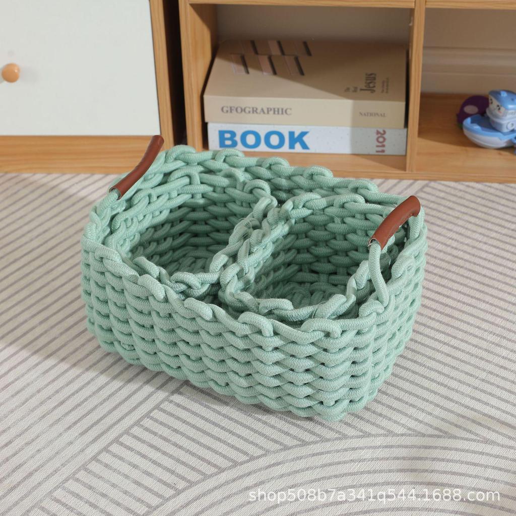 Braided Cotton Rope Multi-Color Storage Basket - Nordic Style Makeup & Sundries Organizer