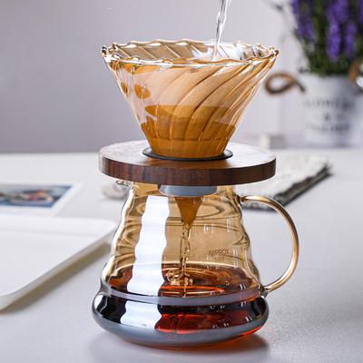 New Electroplated Champagne Color Cloud Pot Glass Coffee Pot V60 Coffee Filter Set Is Simple