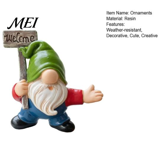 Waterproof Courtyard Statue Funny Gnome Welcome Sign Ornament, Resin Faceless Statue, Pastoral Figurine for Outdoor Garden Porch Patio Yard