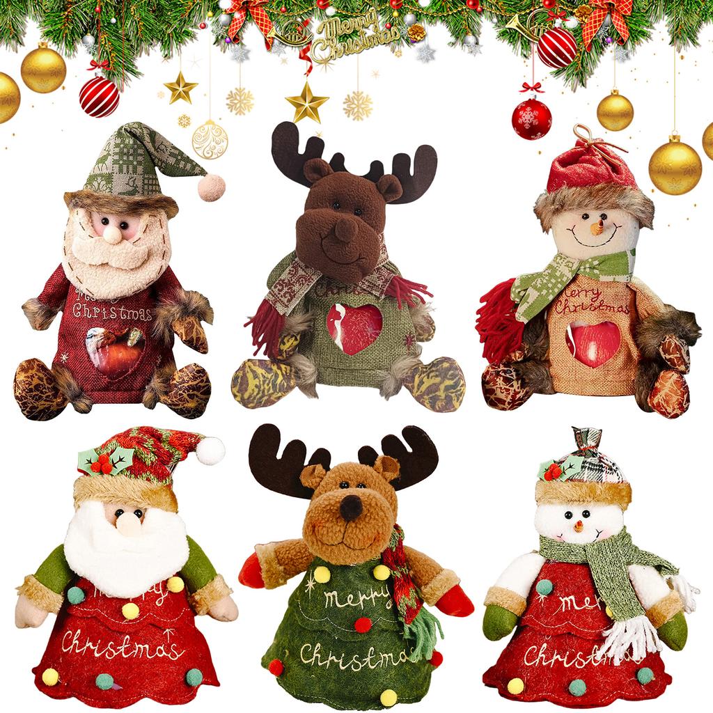 Christmas Gift Bags Creative Cartoon Santa Claus Snowman Apple Bag Fabric Xmas New Year's Candy Bag Christmas Decorations 2025