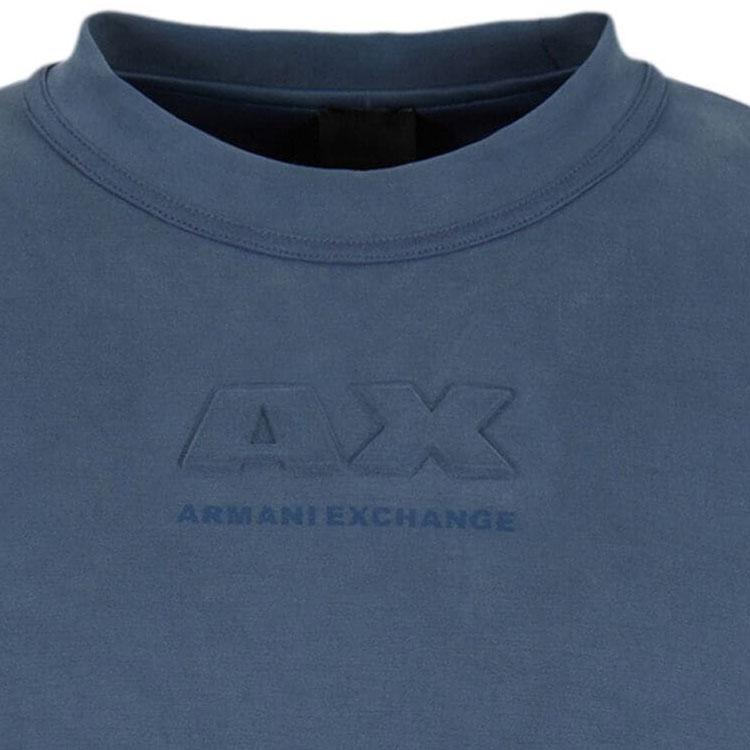 Armani Exchange Ss24 Letter Embossed Crew Neck Loose Casual Sweatshirt Men Sweatshirt Blue 3DZMAA-ZJUBZ-45AM