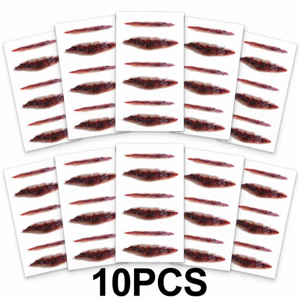 1/11pc 1D Fake Scar Tattoos Sticker Halloween Scab Bloody Makeup  Body Face Realistic Wound Scary Sticker Prank Props Party Deco