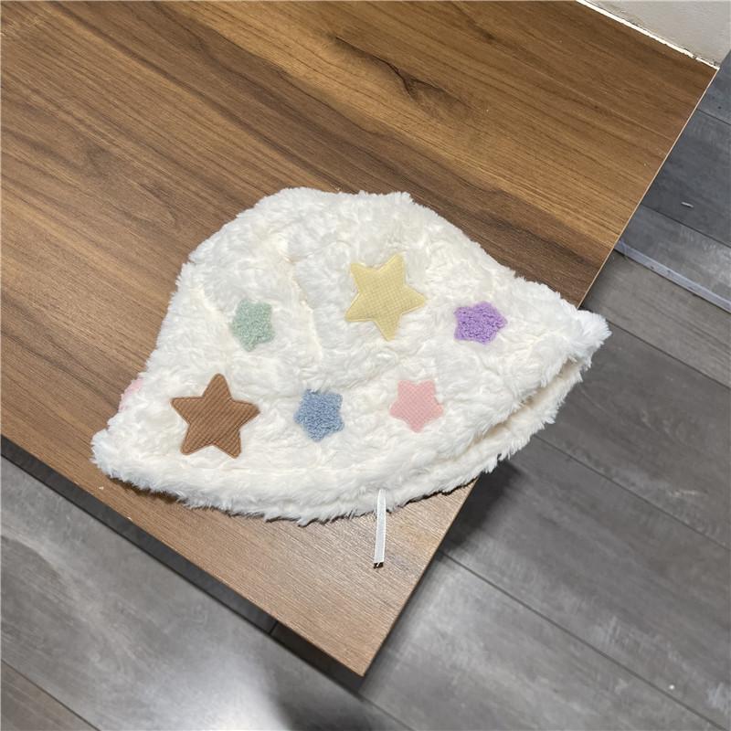 Stars Fisherman Fluffy Hat Autumn And Winter Sweet And Lovely Lamb Wool Warm Hat