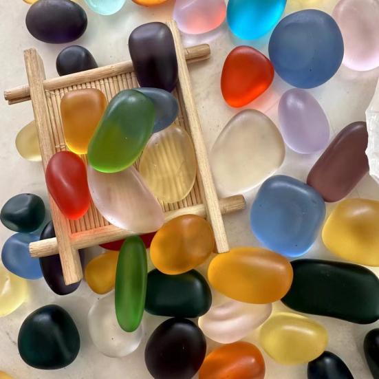 Parlatılmış Cam Taşlar 500g Yuvarlak Deniz ??Cam Çakıl Taşları 2-3cm Düzensiz Karışık Renkler Akvaryum Çakıl Taşları Balık Tankı Peyzajı için