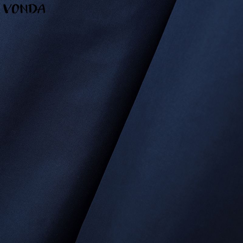 VONDA Women Casual Elastic Waist Casual Nonelastic Wide Leg Pants Ruffled Hem Trousers