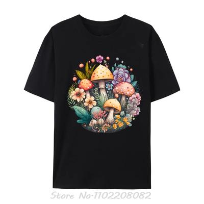 Cute Cottagecore Floral Mushroom Aesthetic TShirt Unisex Fashion Hip Hop Streetwear Oversized Tshirt Casual Cotton T Shirt Tees