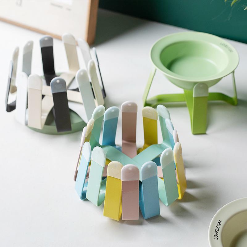 Household Products Ceramic Pet Bowl Iron Frame Neck Protection Ufo Canned Water Bowl High Shallow Mouth Universal Pet Feeding
