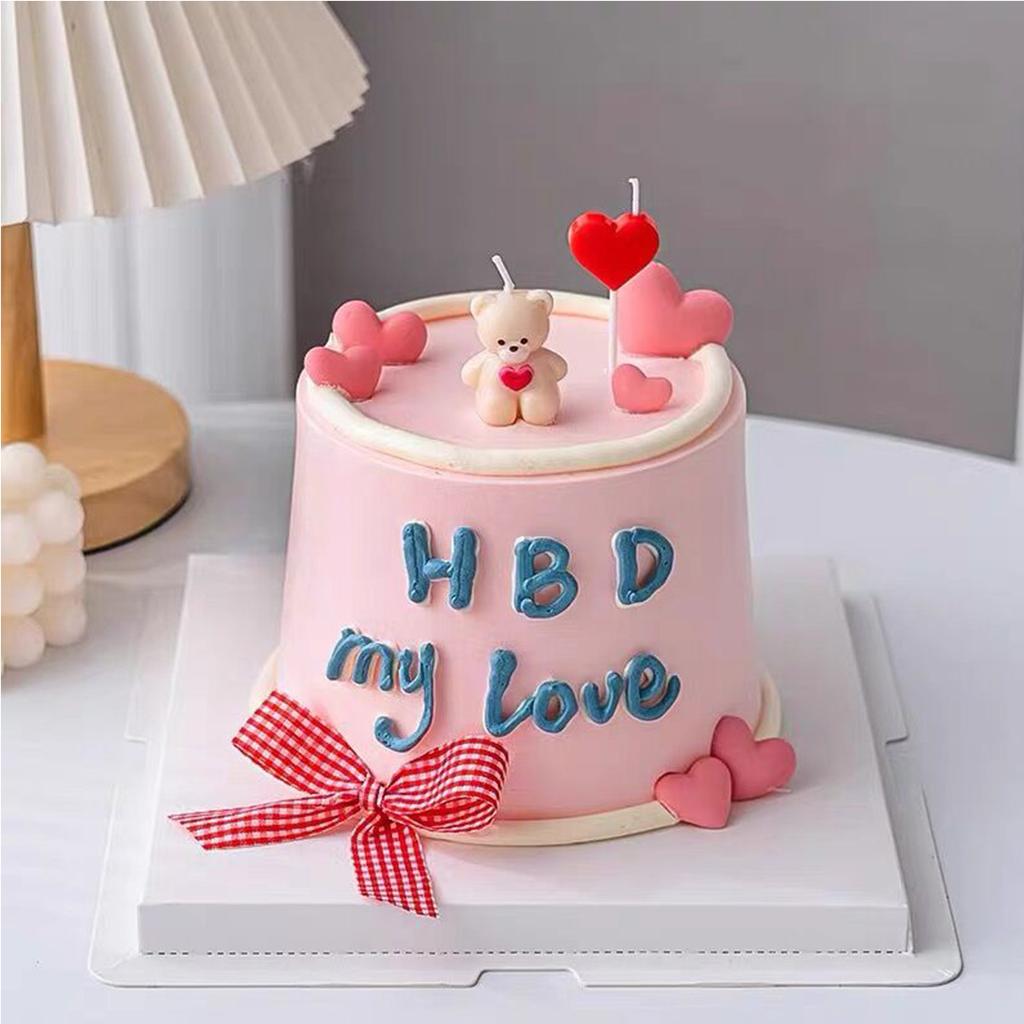 5pcs Heart Birthday Candles Cake Candles Cupcake Topper Candles Dessert Candle Holders for Wedding, Anniversary, Romantic Night