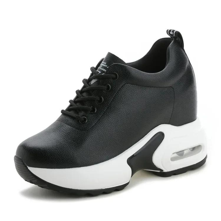 Fashion 10CM Wedge Heel Platform Dad Shoes Chunky Sneakers Air Mesh Breathable Women Sneakers Pumps Shoes Soft Leather Shoes