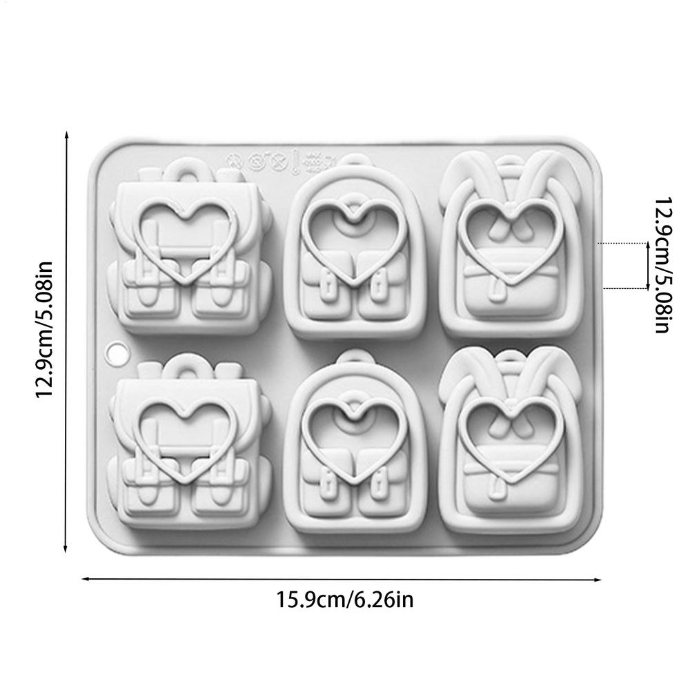 Silicone Mold 6 Cavity Backpack Silicone Candy Molds for Chocolate Candy Cupcake Topper Decorating Silicone Molds Baking Molds