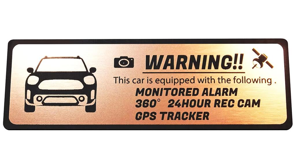 Honami Works Security Emblem for 3rd Generation Mini Dash GPS and Sticker Crossover, 24-Hour Surveillance, Cam, Tracker, (Pink Gold)