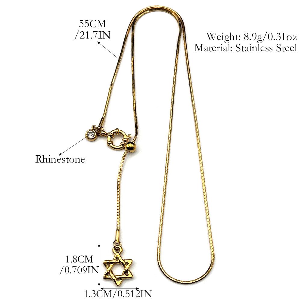 Israel Hexagram Je Magen David Pendant Necklace for Women Men Stainless Steel Star of David Adjustable Chain Jewelry Gift