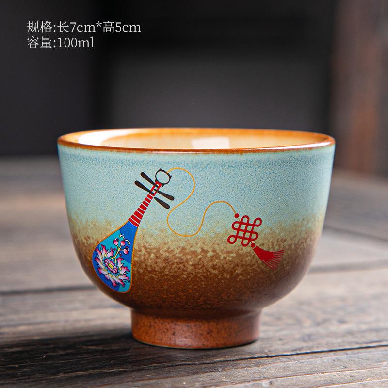 Čínská keramická čajová terina, Kungfu čajový šálek, Zařízení na přípravu čaje, Starověká keramika, Čajové nádobí, Vintage Dřevopal Sancai Gaiwan