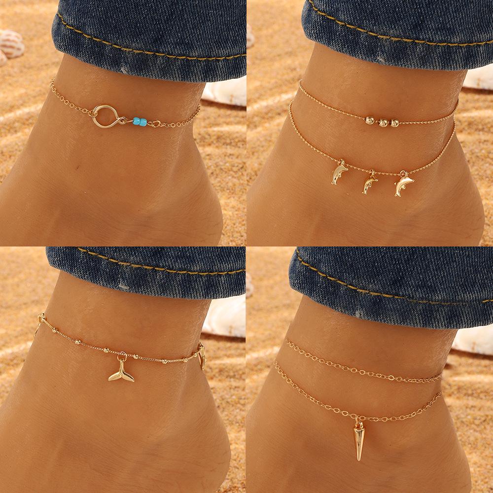 

Bohemian Minimalist Dolphin Heart Anklet for Women - Fashionable Beach Foot Jewelry