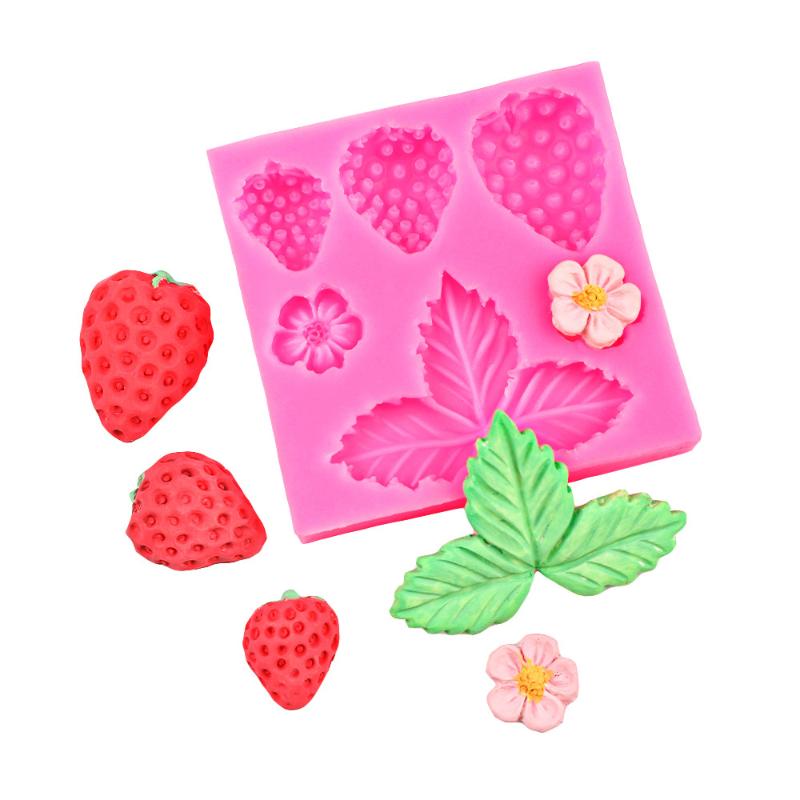 Truskawkowy Kwiat Liść Fondant Silikonowa Forma Narzędzie do Dekorowania Ciast Sugarcraft Czekolada Gumpaste Forma Narzędzie do Gliny Żywicznej