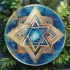 1pc Star of David Round Aluminum Tin Sign 8 Inch Wall Art Vintage Garden Yard Decor with Pre-Drilled Holes