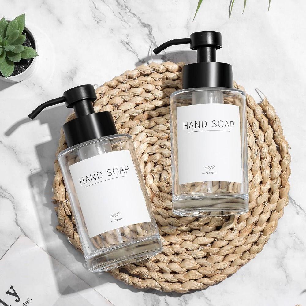 Refillable Foam Pump Bottle Thick Glass Hand Pump Bottle Foaming Soap Dispenser  Kitchen