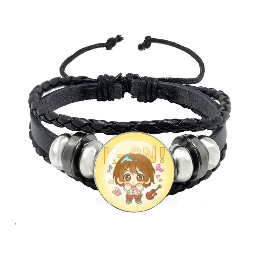 Anime K-ON Leather Bracelets Hirasawa Yui Akiyama Mio Tainaka Ritsu Multilayer Braided Black Bracelet Bangles Jewelry Gift