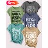 Follow a specific direction Five-piece set for women T Shirt Vintage Letter Print Summer Casual Elegant Women's Clothing Short Sleeve Top Essential