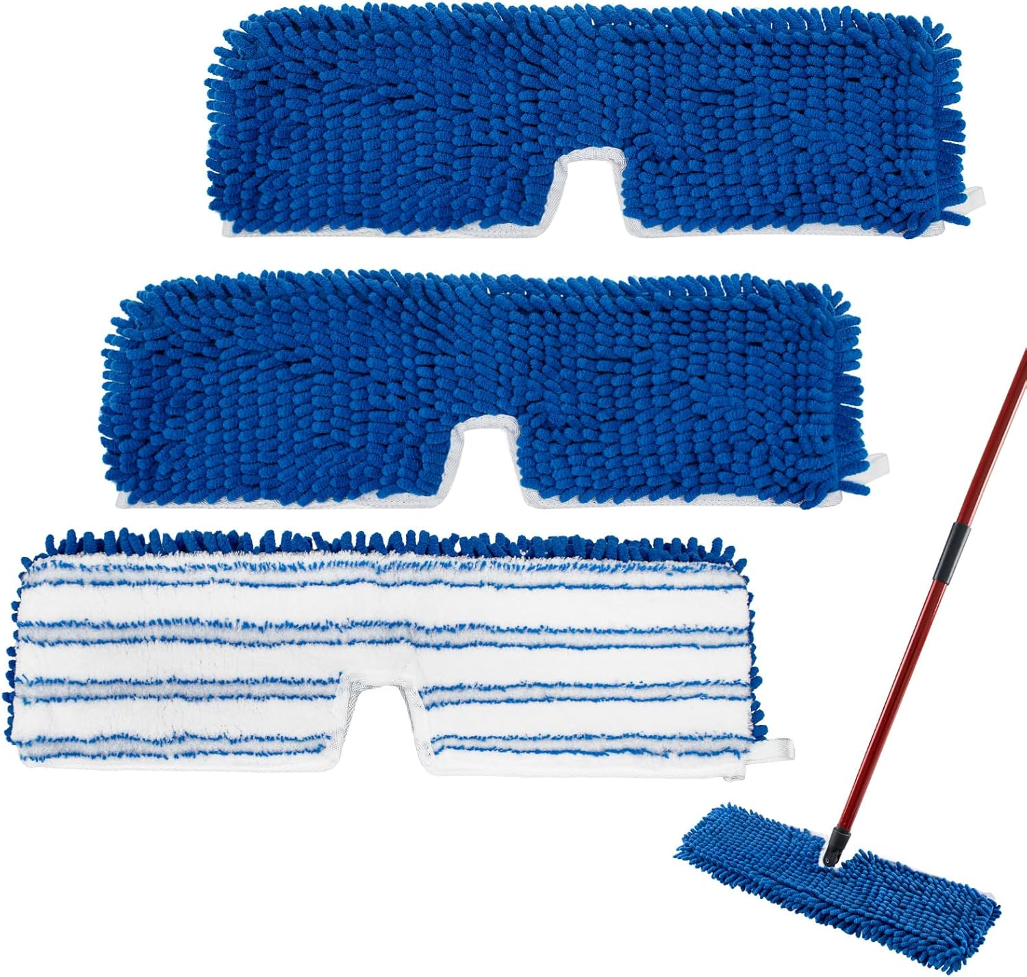 3 Pack Mop Heads Replacements for Dual-Action , Spin Mop Replace Heads with Microfiber Mop Refills Double Sided for All Floor Dry/Wet Use A