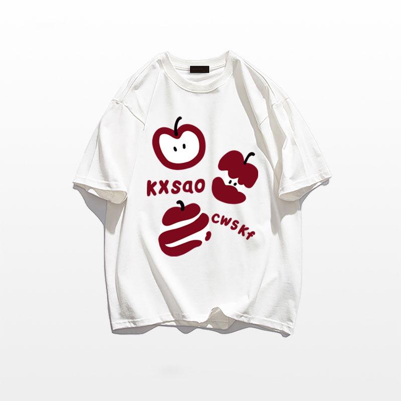 2025 Summer Women's Pure Cotton Oversized Short Sleeve T-Shirt in American Style