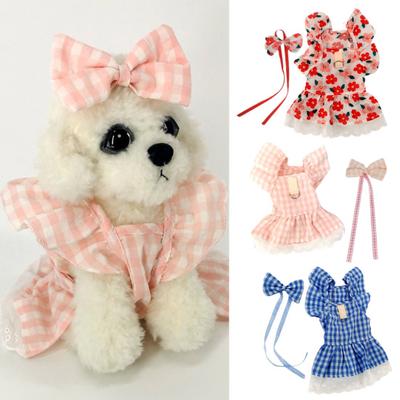 Pet Dress Floral Pattern Pleated Hemming Windproof Pet Vest Puppy Flying Sleeve Clothes for