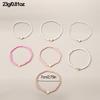 7Pcs Colorful Rice Beads Bracelet Peach Heart Beaded Bracelet Fashionable Love Heart Stacked Hand Zircon Gift for Women Girls