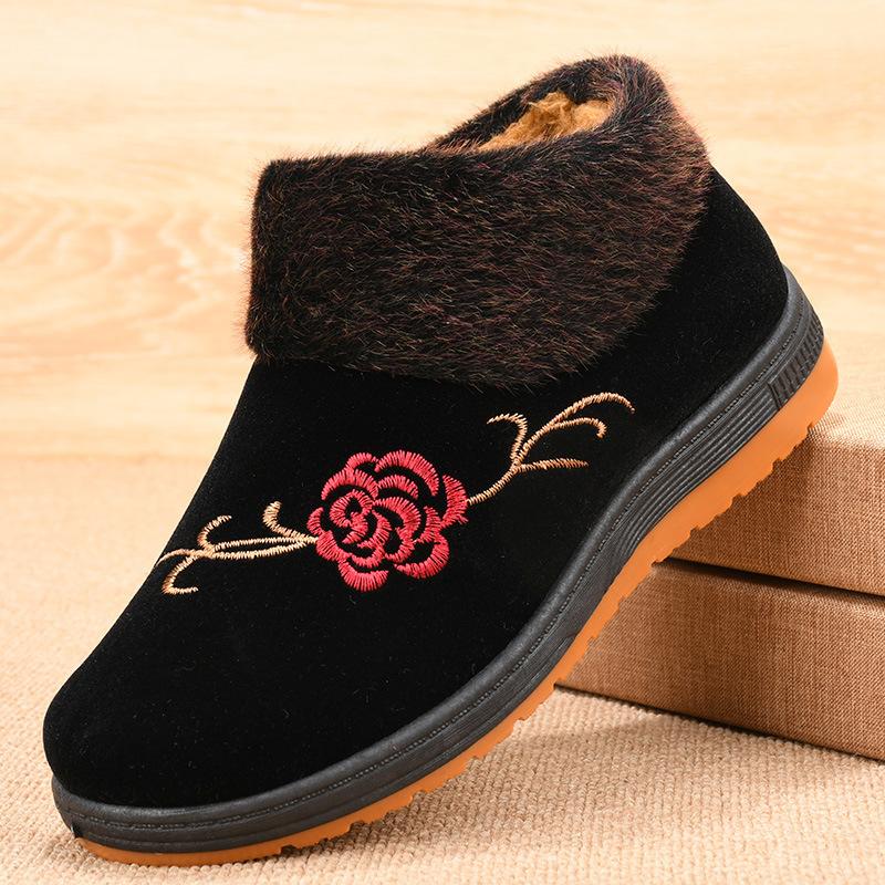 Cloth shoes women's winter cotton shoes women's velvet thickened warm people soft-soled grandma cotton boots