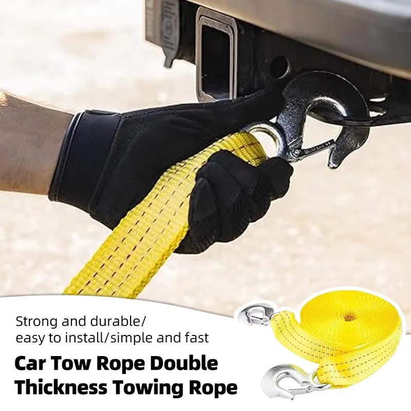 1Pc 3M/4M Heavy Duty 4T/5T Car Tow Rope with Hooks Emergency Road Recovery Towing Cable Heavy Duty Universal Auto Accessories