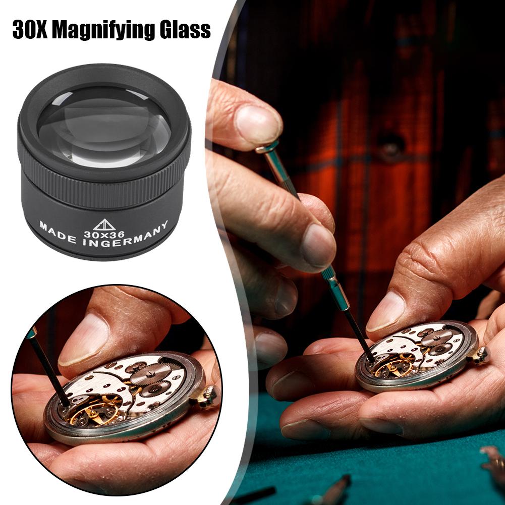 30X 36 40 mm HD Magnifying Glass Optical Glass Lens Loupe Magnifier Pocket Magnifier Handheld Coin Stamp Jewelry Monocular Loupe