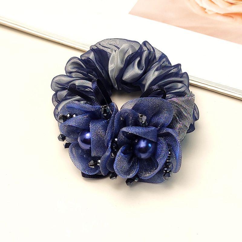Elegante Elastico per Capelli in Rete di Seta a Doppio Strato e Porta Coda di Cavallo per Donna