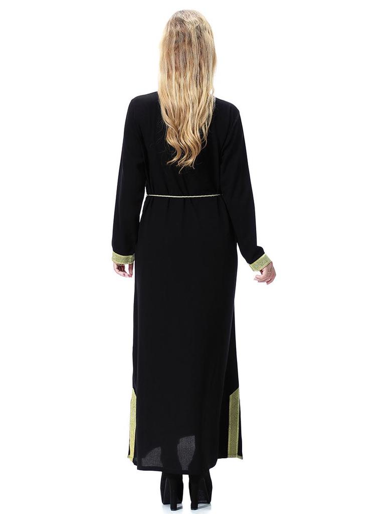 Gold Flower Long Sleeve Women's Robe Dress, TH919